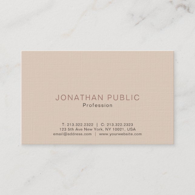 Carte De Visite Professionnel moderne Creative Premium Linen Luxe (Devant)