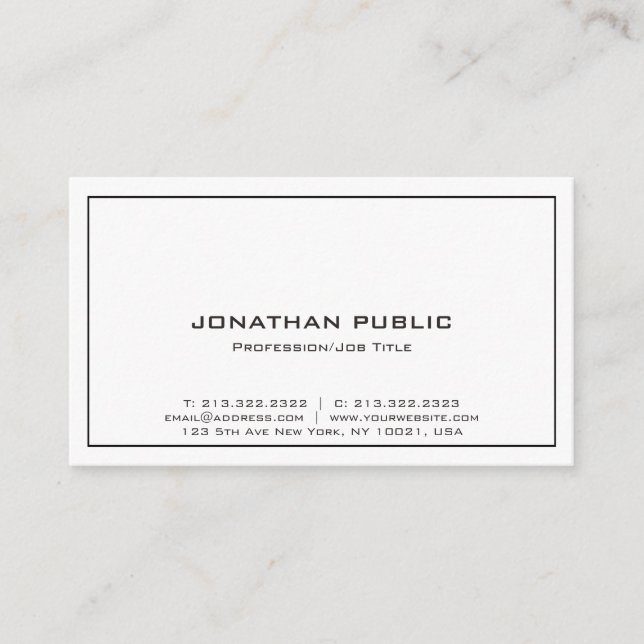 Carte De Visite Professionnel Moderne Design élégant Chic Plain (Devant)