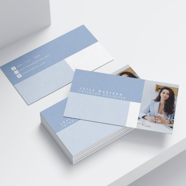 Carte de visite professionnel moderne Dusty Blue (Make an impact with these professional business cards, showcasing your brand and credibility.)