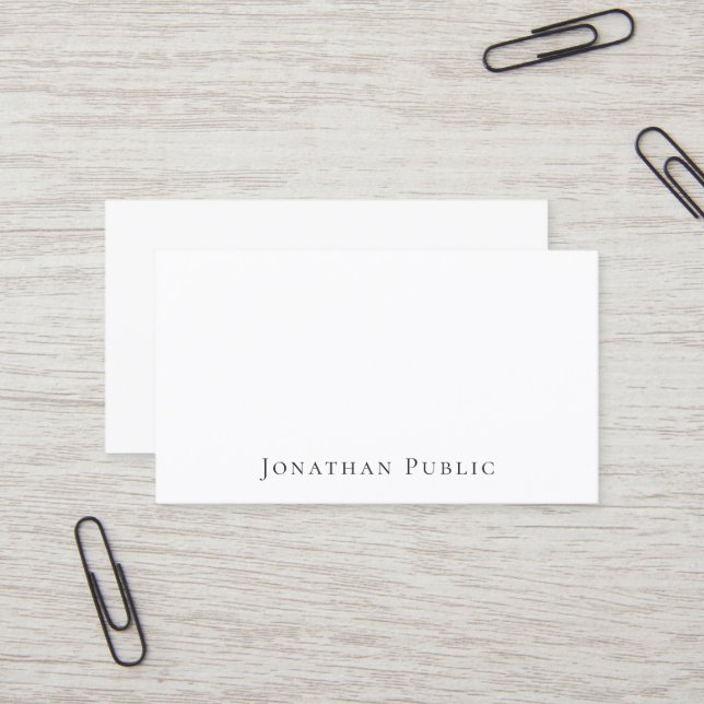 Carte De Visite Professionnel Moderne Élégant Blanc Élégant (Devant/Arrière en situation)