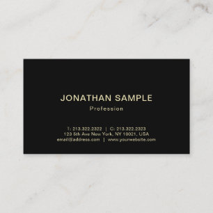 Carte De Visite Professionnel Moderne Elegant Noir Plain Or Luxe