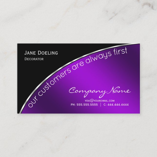 Carte De Visite Professionnel Moderne Elegant Noir violet (Devant)