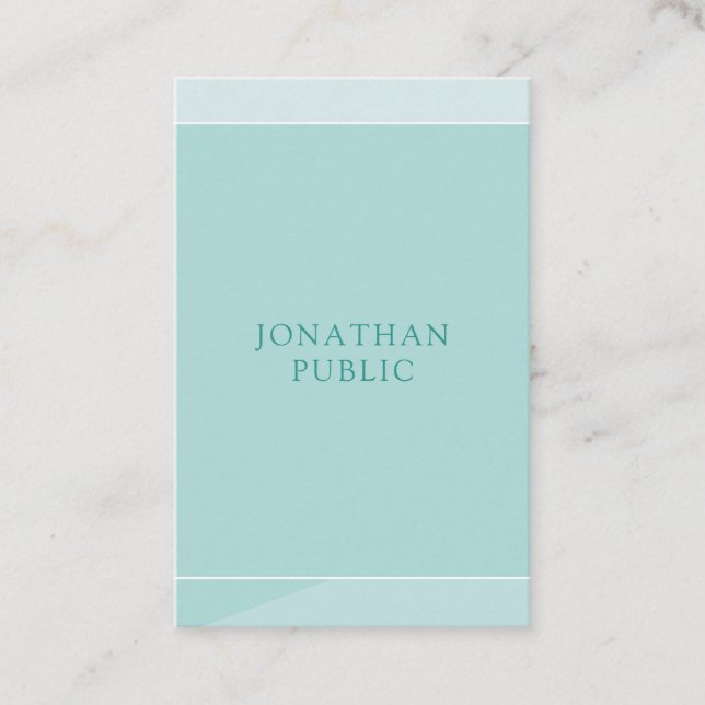 Carte De Visite Professionnel Moderne Élégant Vert Simple Modèle (Devant)