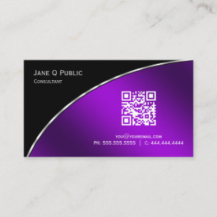 Carte De Visite Professionnel moderne et brillant de violet QR Ele