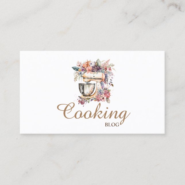 Carte De Visite Professionnel, Moderne, Mélange Floral, Cuisine (Devant)