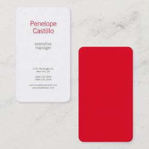 Carte De Visite Professionnel Moderne Minimaliste Plain Rouge Blan