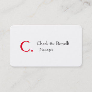 Carte De Visite Professionnel moderne Monogramme rouge minimaliste
