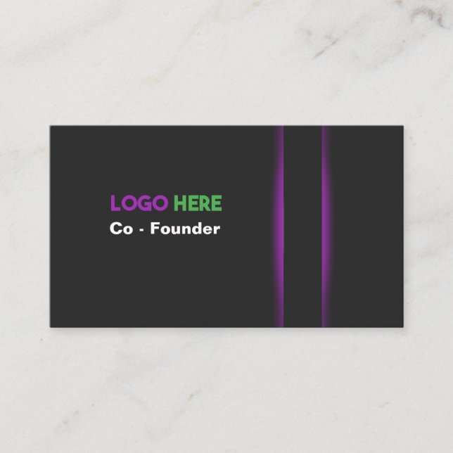 Carte De Visite Professionnel moderne noir et violet (Devant)