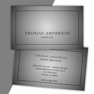 Carte De Visite Professionnel Moderne Noir sur Dégradé Monochrome