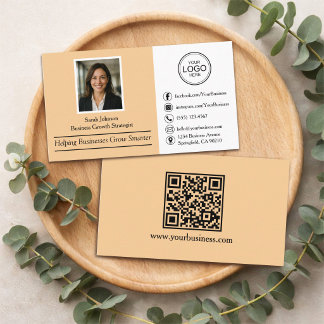 Carte De Visite Professionnel Moderne Photo & Code QR personnalisé