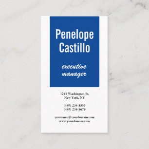 Carte De Visite Professionnel Moderne Simple Bleu Bleu Bleu Blanc