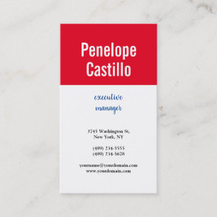 Carte De Visite Professionnel Moderne Simple Bleu Rouge Blanc