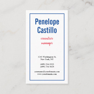Carte De Visite Professionnel Moderne Simple Bleu Rouge Blanc