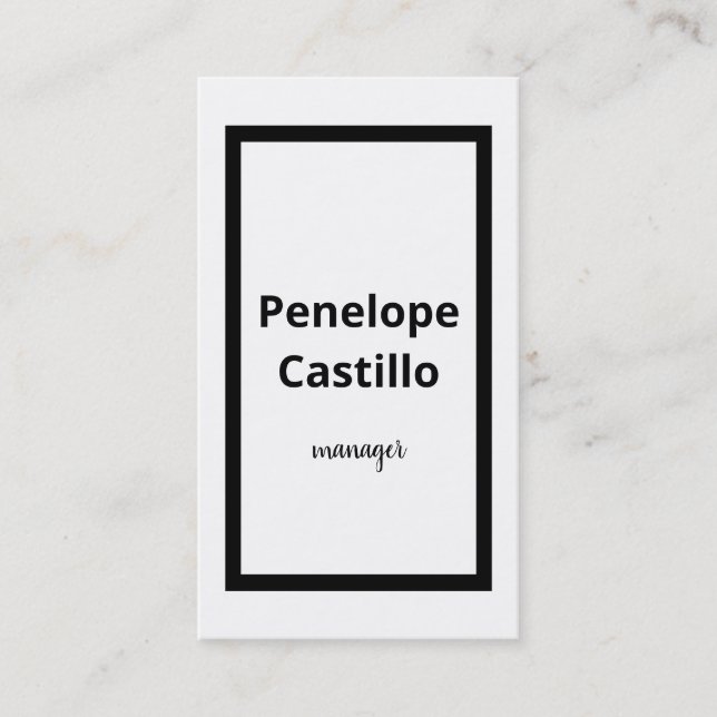 Carte De Visite Professionnel Moderne Simple Design Noir & Blanc (Devant)
