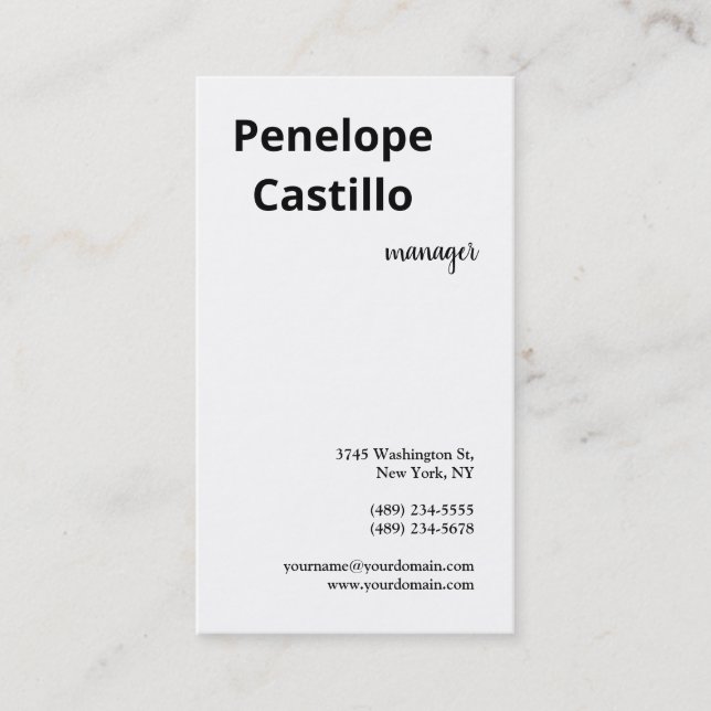 Carte De Visite Professionnel Moderne Simple Design Noir & Blanc (Devant)