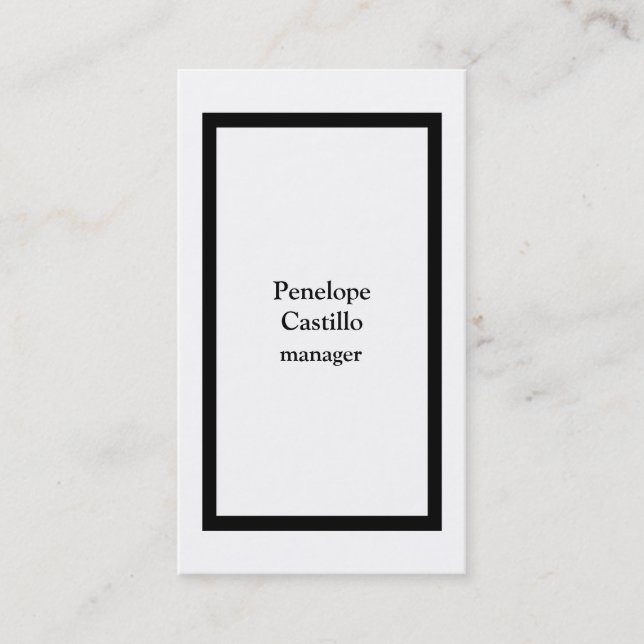 Carte De Visite Professionnel Moderne Simple Design Noir & Blanc (Devant)