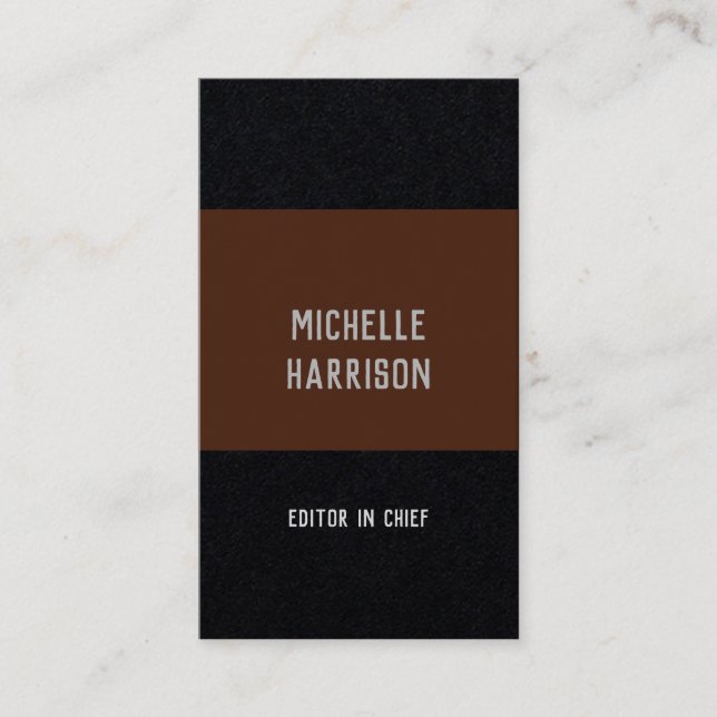 Carte De Visite Professionnel Moderne Simple Design Noir Brown (Devant)