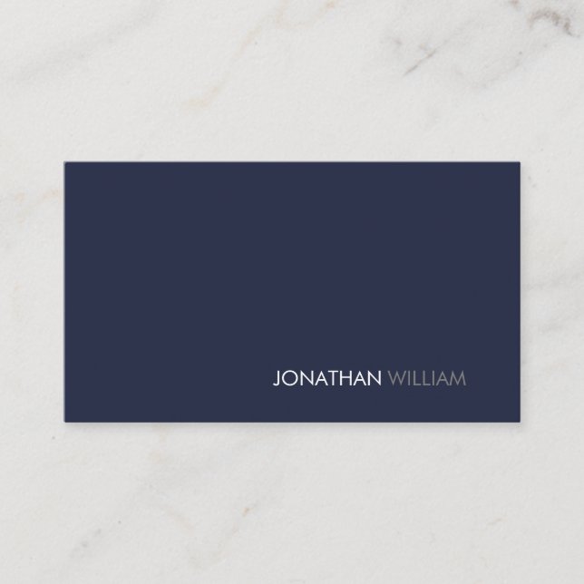 Carte De Visite Professionnel Moderne Simple Marine Bleu Minimalis (Devant)