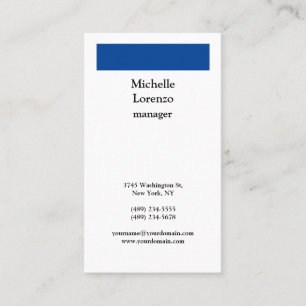 Carte De Visite Professionnel Moderne Simple Plat Profond Bleu & B