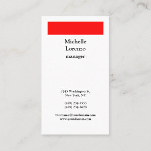Carte De Visite Professionnel Moderne Simple Rouge & Blanc