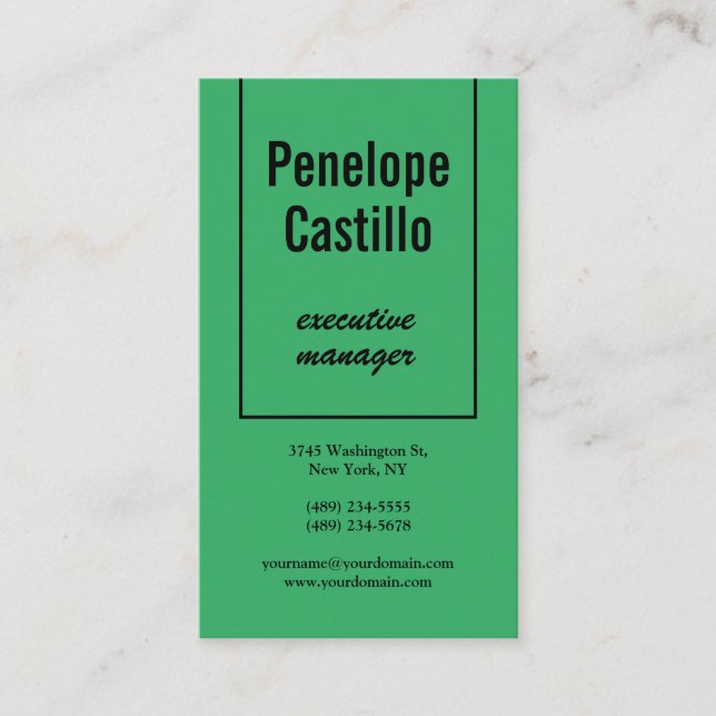 Carte De Visite Professionnel Moderne Simple Vert Mer (Devant)