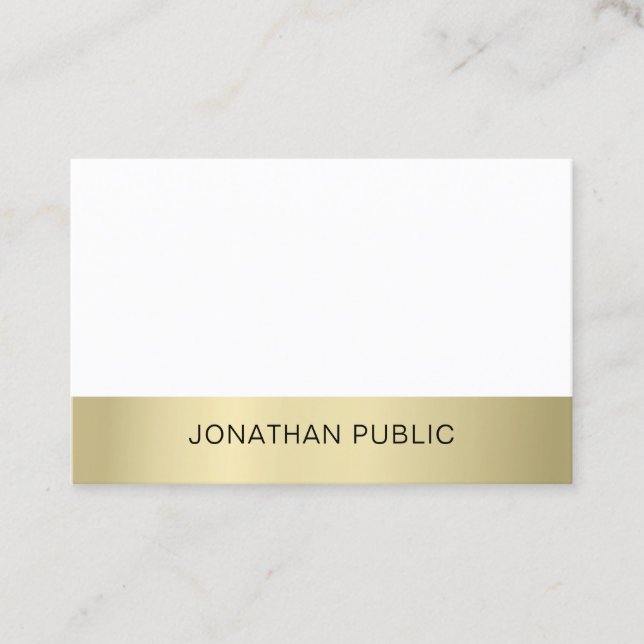 Carte De Visite Professionnel Moderne Sleek Plain Or Look Luxe (Devant)