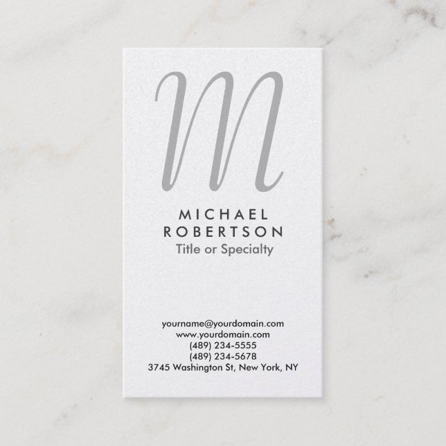 Carte de visite professionnel Monogram Pearl Grey (Devant)