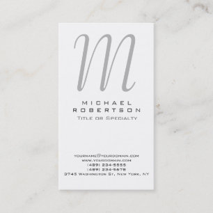 Carte de visite professionnel Monogram White Grey