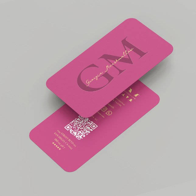 Carte De Visite Professionnel Monogramme Rose Gold Marketing (Modern Monogram Pink Gold Marketing Professional Business Card
)
