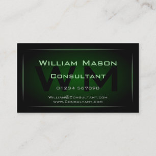 Carte de visite professionnel Monogramme vert Hi-R