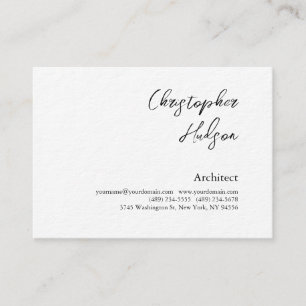 Carte De Visite Professionnel Noir Blanc Plain Architecte Épais