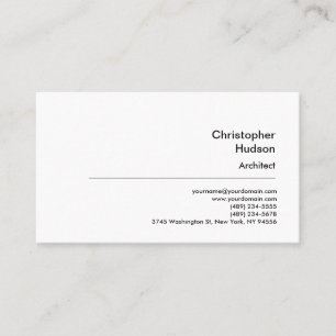 Carte De Visite Professionnel Noir Blanc Simple Plain Architect