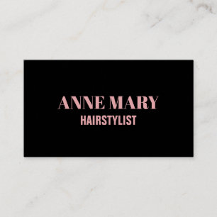 Carte De Visite Professionnel Noir Blush Pink Hair Stylliste Moder