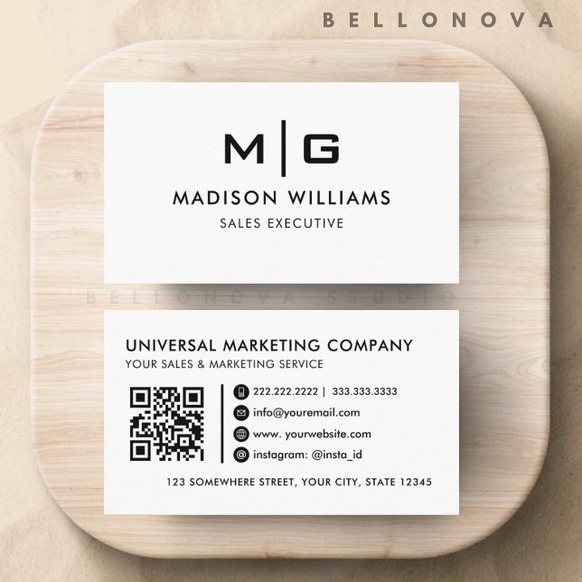 Carte De Visite Professionnel noir et blanc personnalisable (Customizable White And Black Professional Business Card)