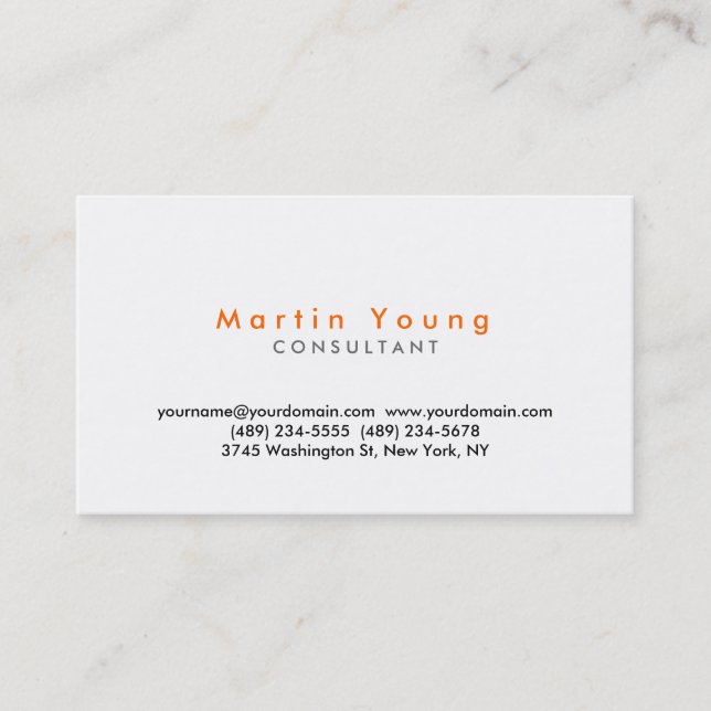 Carte de visite professionnel Orange White Modern (Devant)