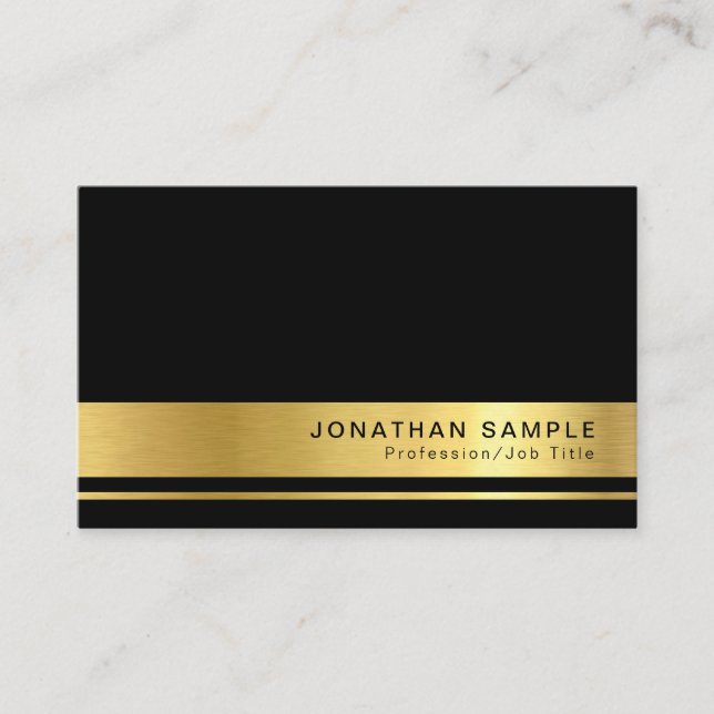 Carte De Visite Professionnel personnalisé Elegant Black Gold (Devant)