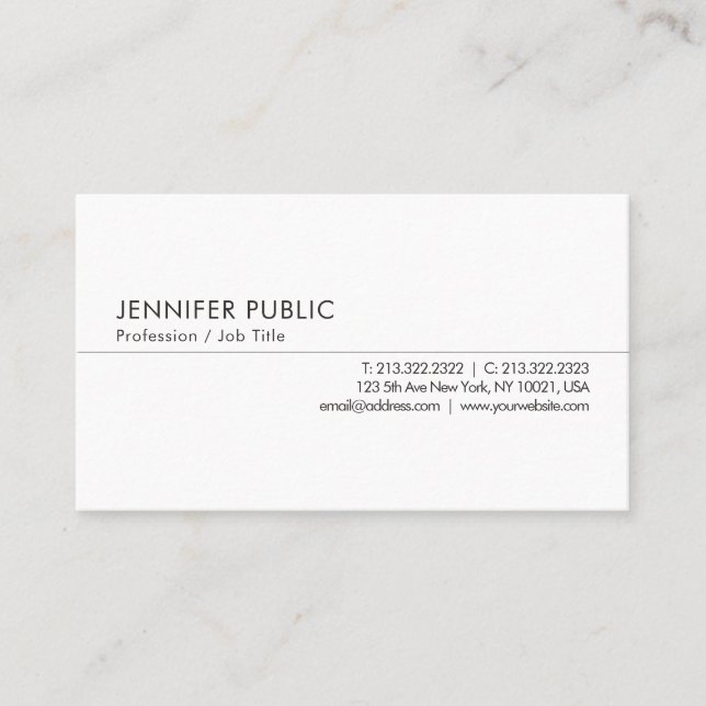 Carte De Visite Professionnel personnalisé Moderne Modèle simple (Devant)