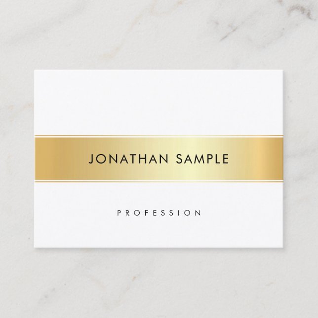 Carte De Visite Professionnel Personnalisé Or Blanc Élégant (Devant)