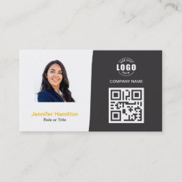 Carte De Visite Professionnel personnalisé QRCode photo gris jaune