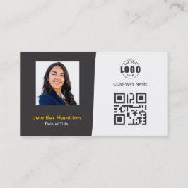 Carte De Visite Professionnel personnalisé QRCode photo gris jaune