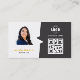Carte De Visite Professionnel personnalisé QRCode photo gris jaune