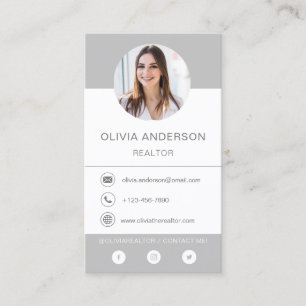 Carte de visite professionnel Photo Grey Silver