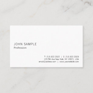 Carte De Visite Professionnel Plain Élégant Simple Blanc Moderne