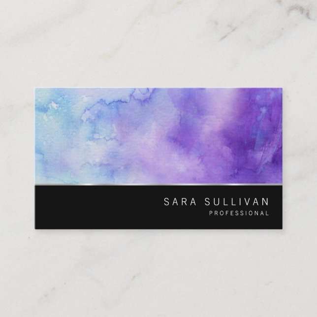Carte de visite professionnel Purple Blue Watercol (Devant)