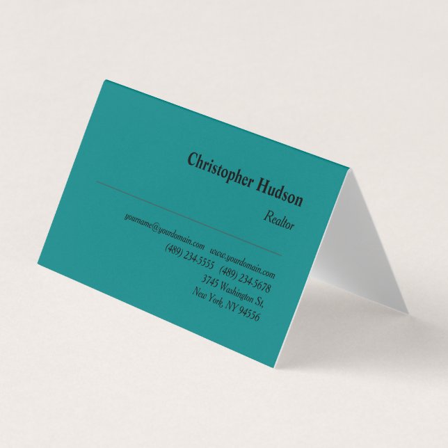Carte De Visite Professionnel Réaltor Immobilier Turquoise bleu (Devant)