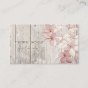 Carte De Visite Professionnel Romantique, Fleurs, Texture de Bois