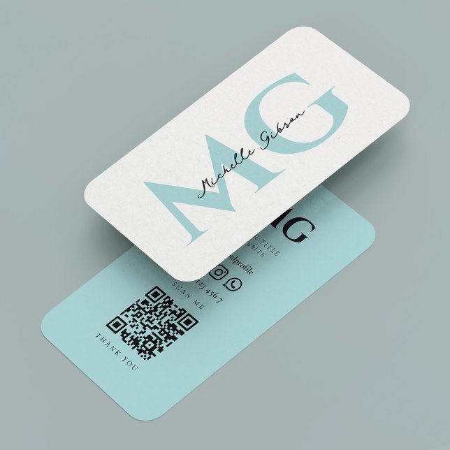 Carte De Visite Professionnel Simple Aqua Bleu Minimal Moderne (Professional Simple Aqua Blue Minimal Modern Business Card
)