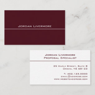 Carte De Visite Professionnel, Simple, Basic, Maroon & Blanc Moder