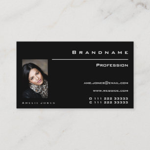 Carte De Visite Professionnel simple de photo personnalisé noir e