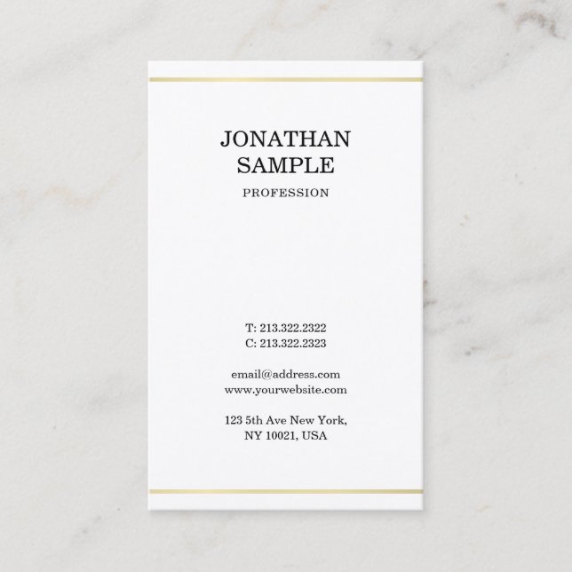 Carte De Visite Professionnel Simple Design Créatif Moderne Or (Devant)